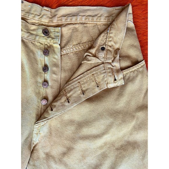 90s vintage Pepe yellow jeans button fly loose fit high waist 30W 1990s - Picture 6 of 9